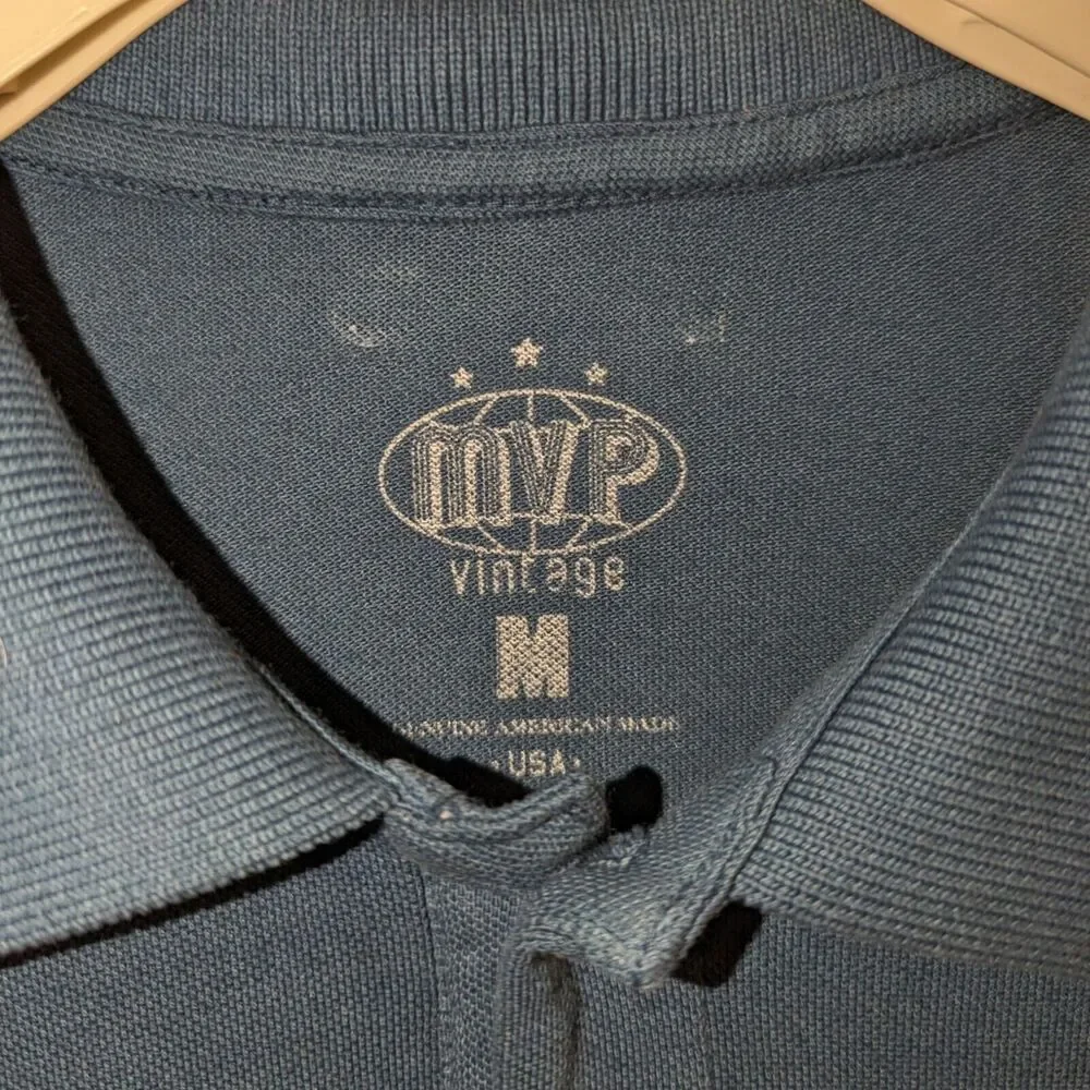 MVP Vintage Men's Polo Shirt Size M NYC 22 Printed Blue NEW WITH TAGS MSRP $79